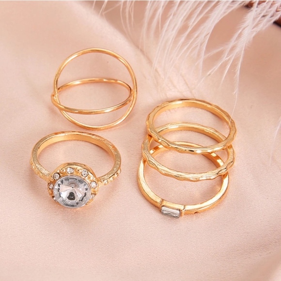 4 for $25 SALE!! 5 Piece Rhinestone Crystal Rings - Picture 5 of 7